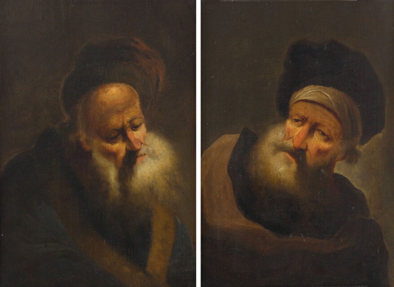 Counterparts x Two bearded old people with turbans by Christian Wilhelm Ernst Dietrich