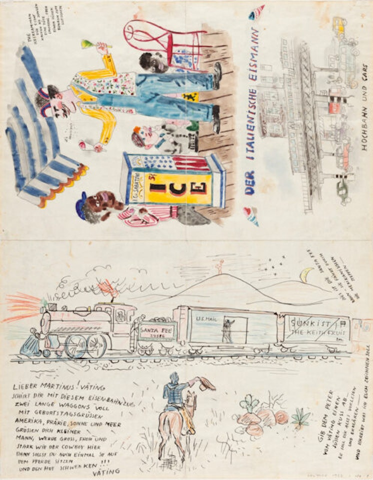 Illustrations for the trip to the USA recto-verso by George Grosz