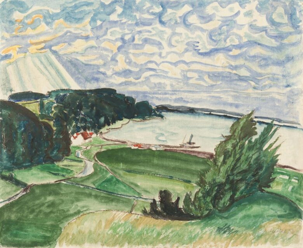 “View of Au and the Fjord”. by Erich Heckel
