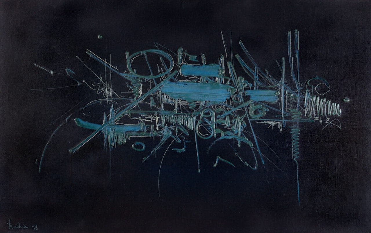 Untitled (Composition bleue sur fond noir).9 by Georges Mathieu