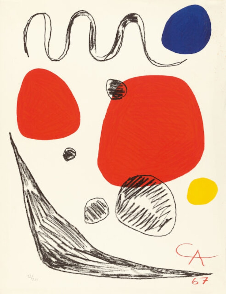 Red, blue and yellow spheres. by Alexander Calder