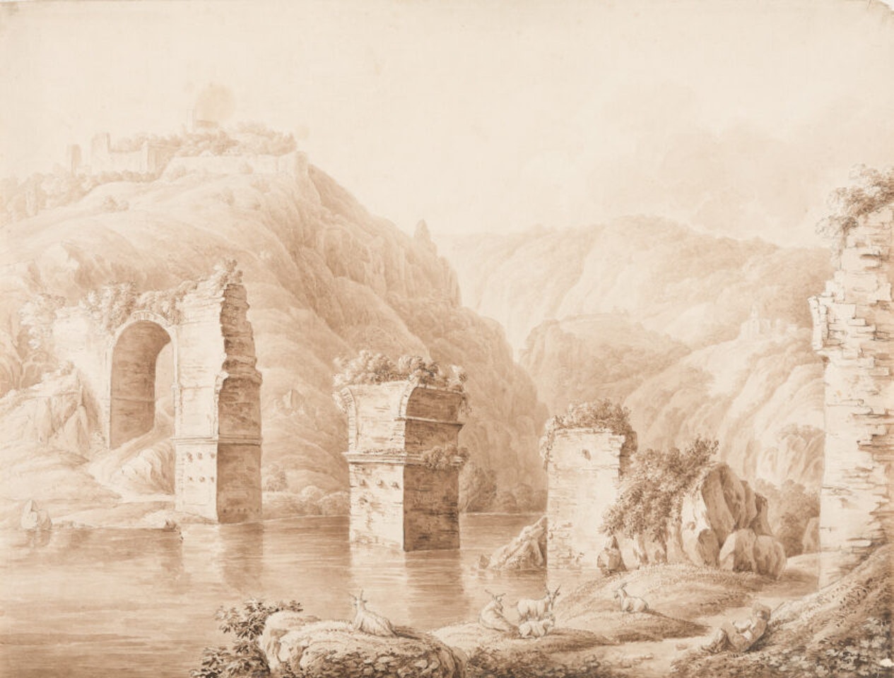 View of the Augustus Bridge near Narni by Jacob Philipp Hackert