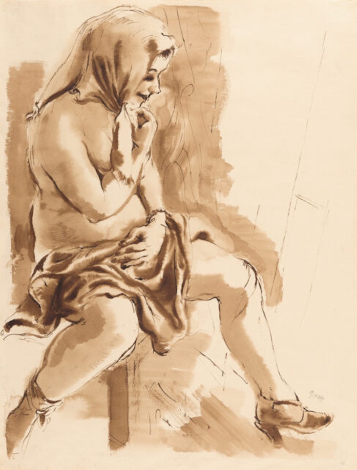 Seated semi-nude. by George Grosz