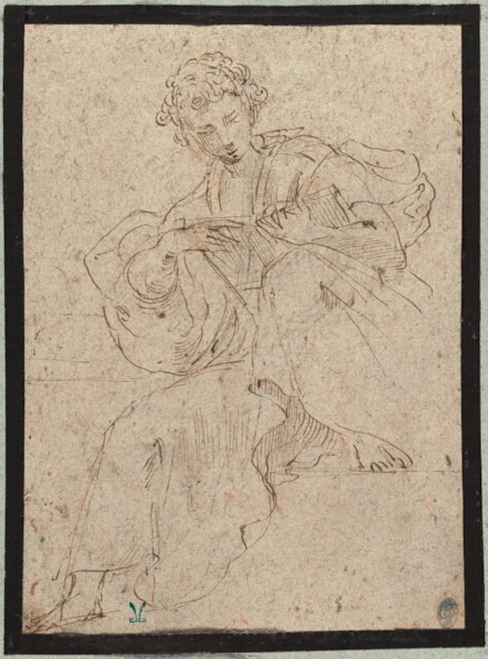Recto x Study of a man reading - Verso x Figure studies by Girolamo Mazzola Bedoli