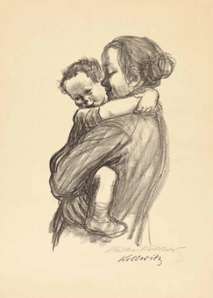 Mother with boys. by Kathe Kollwitz