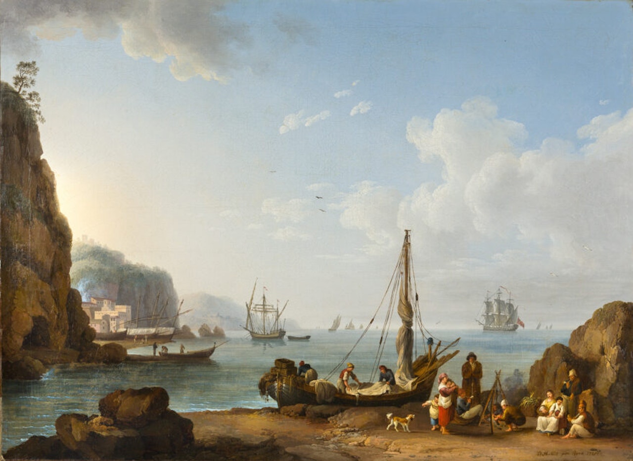 View of the coast near Marina di Vietri in the Kingdom of Naples (Amalfi Coast). by Jacob Philipp Hackert