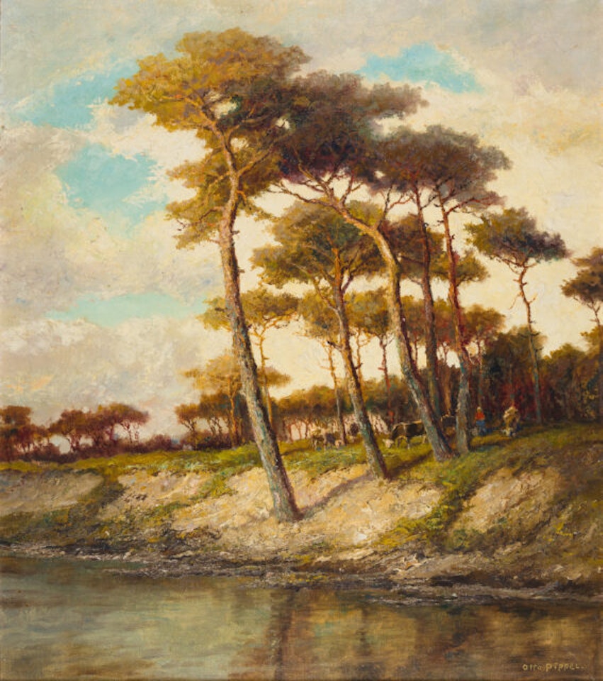 Landscape with cows by Otto Pippel