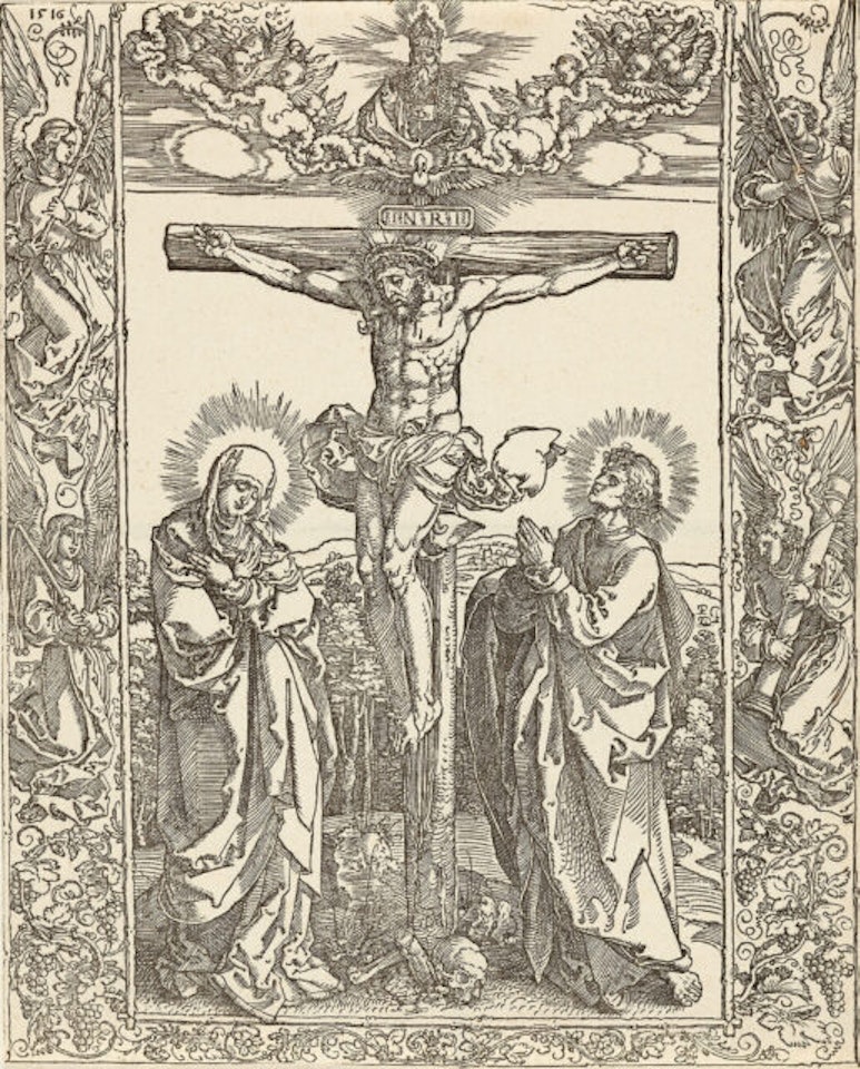 Christ on the cross with the angel border by Albrecht Dürer