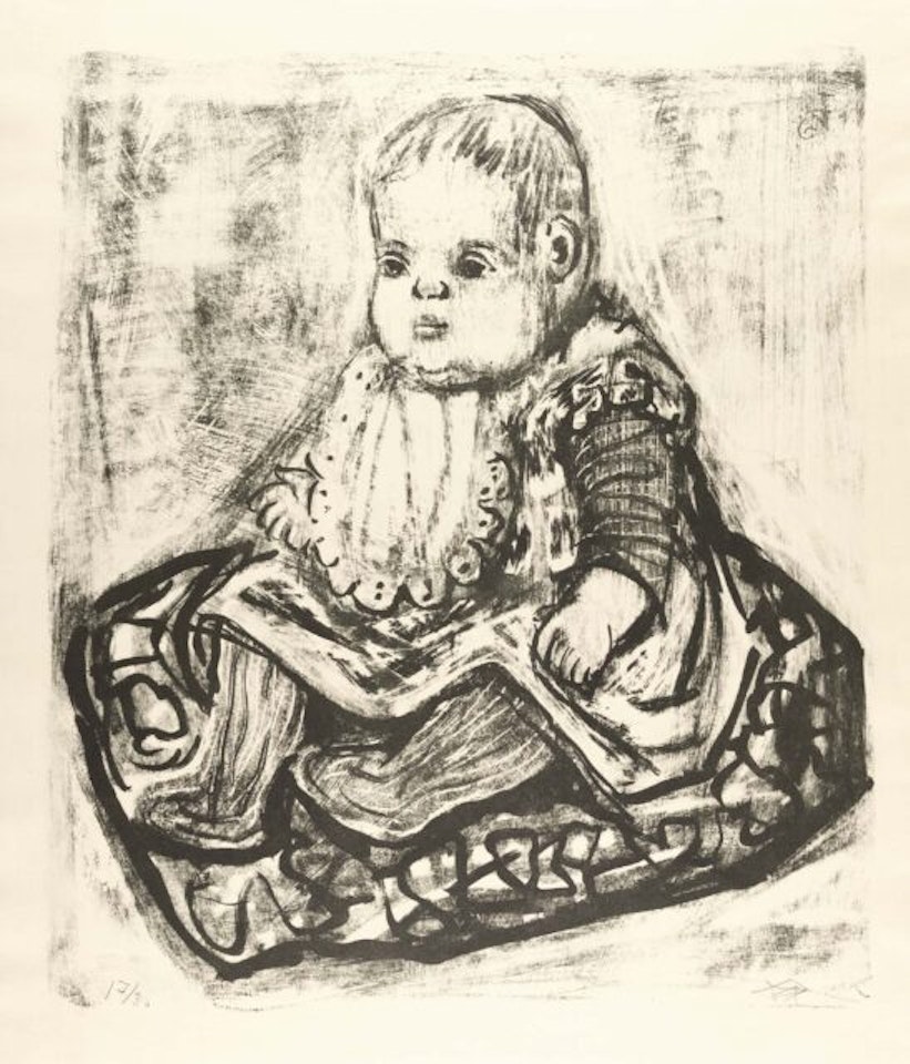 Child on the pillow. by Otto Dix