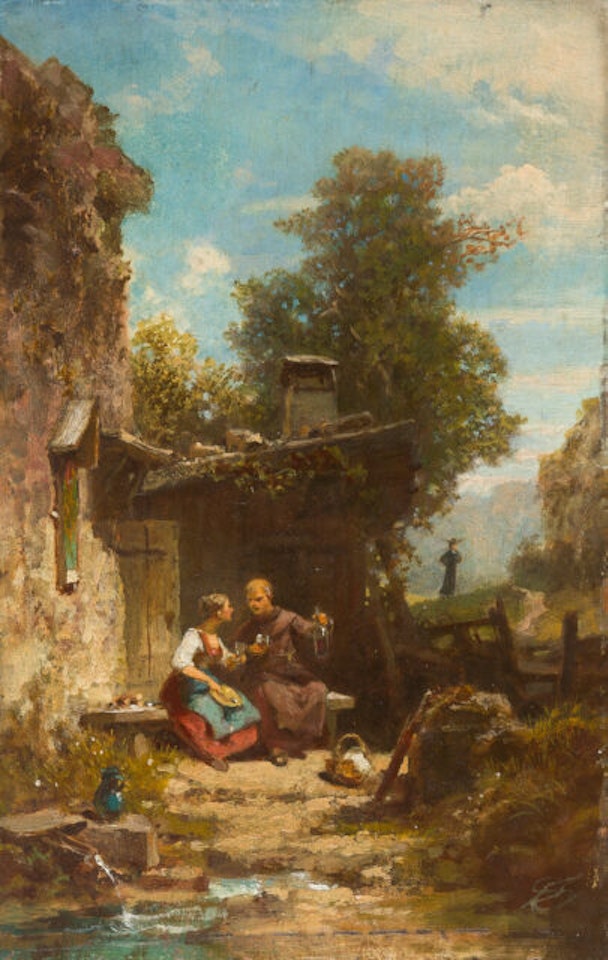 Visit to the monk"s hermitage (The Hermit in Love). by Carl Spitzweg