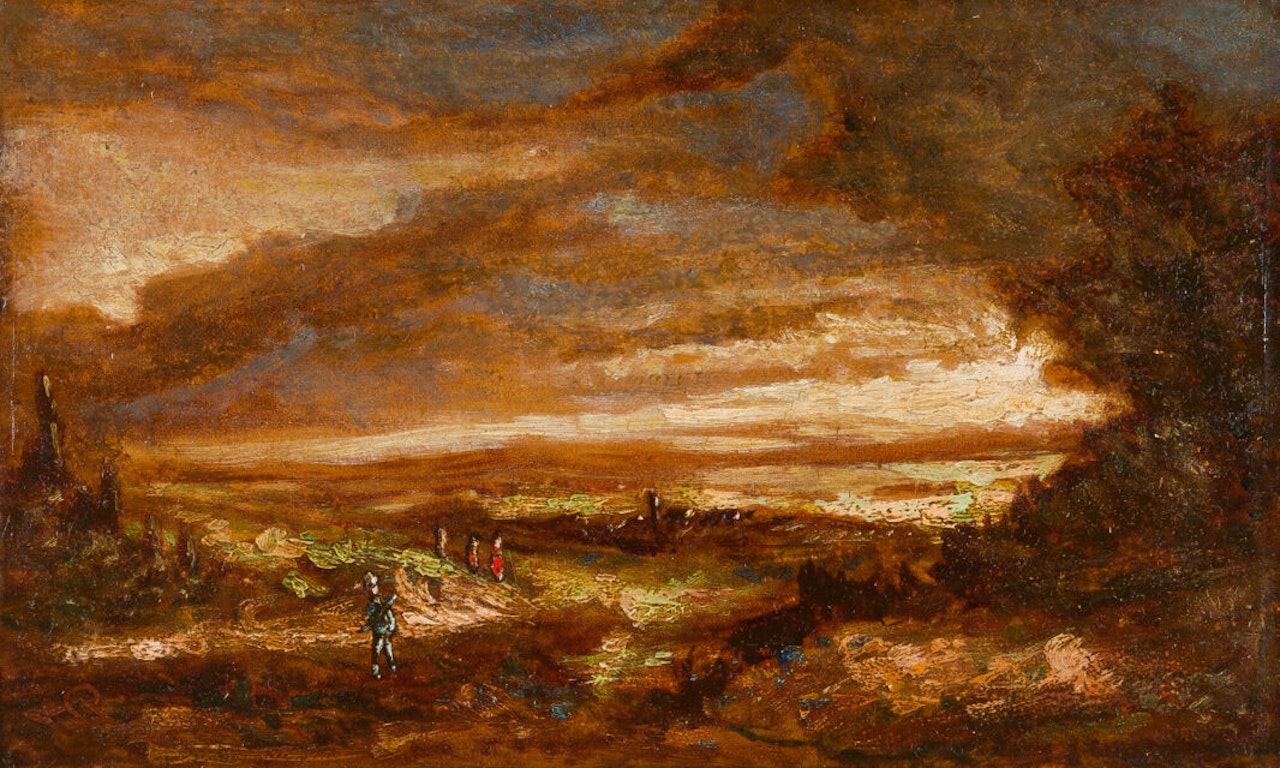 Autumn landscape with an approaching thunderstorm by Carl Spitzweg