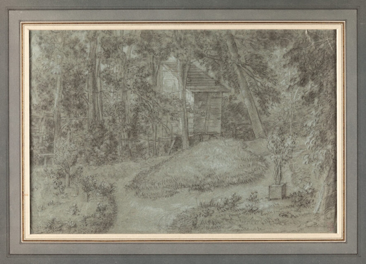 View of a path in the park of Arcueil, with a cottage in the background by Jean-Baptiste Oudry