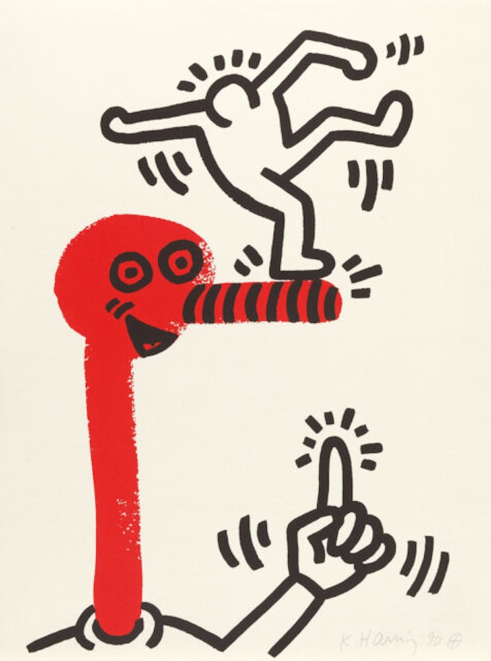 Sheet 1 from the sequence x The story of red + blue by Keith Haring