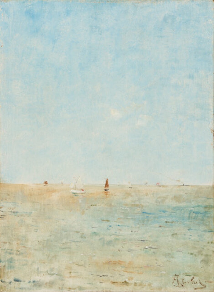 Sailboats on the open sea. by Alfred Stevens