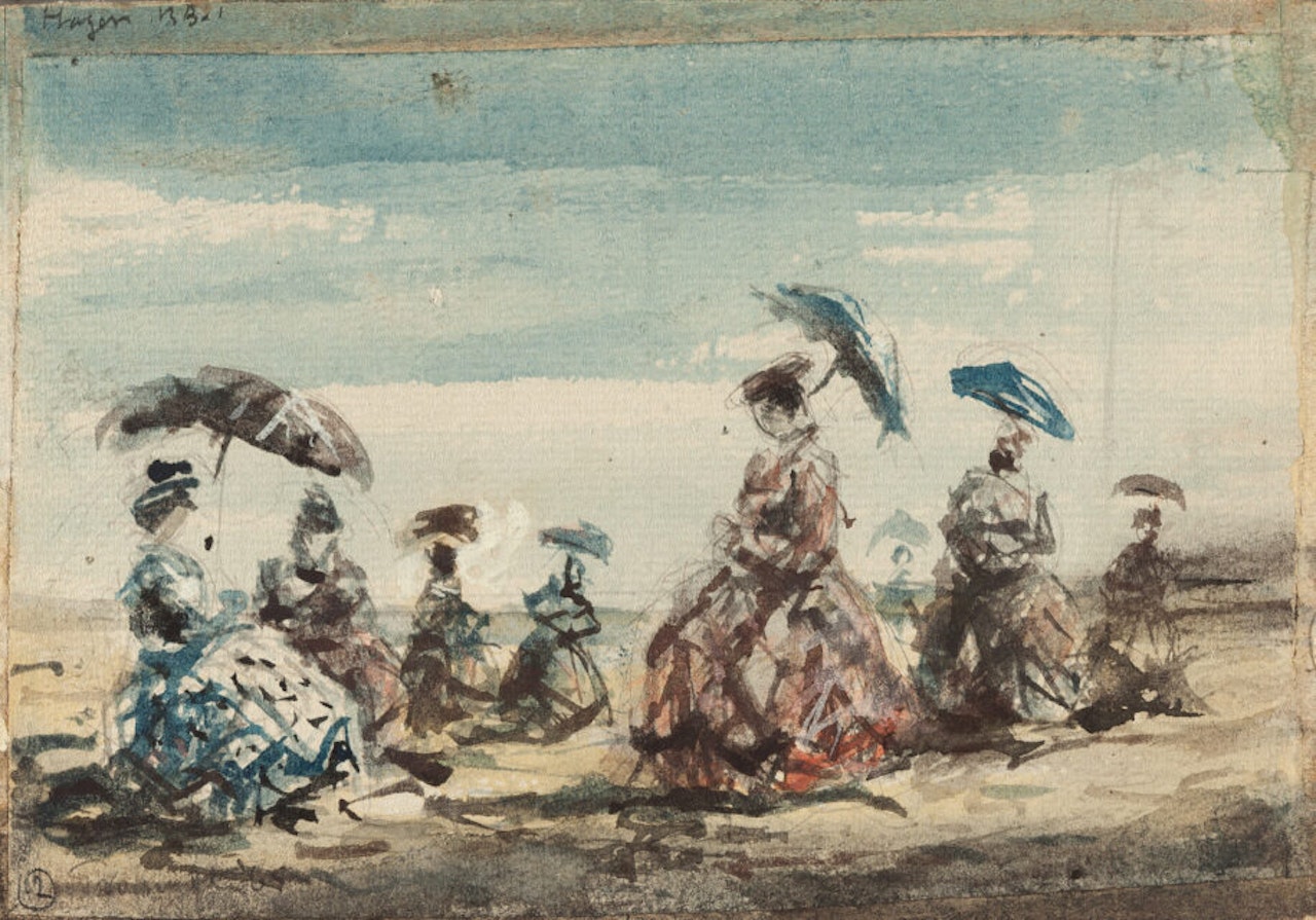 On Trouville beach by Eugène Boudin