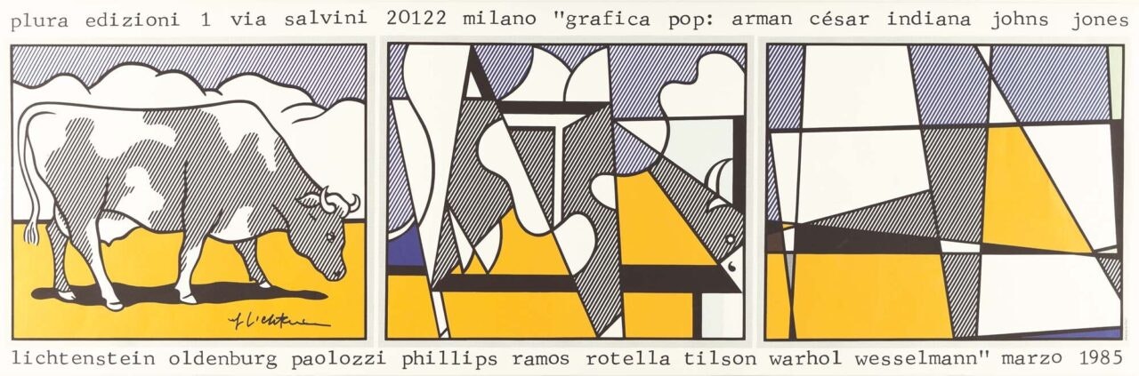 Poster x Cow going abstract. by Roy Lichtenstein