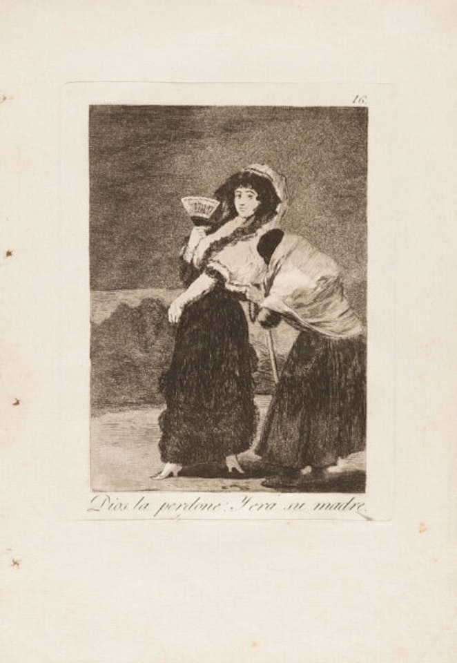 “Dios la perdone x Y era su mother.” by Francisco José de Goya