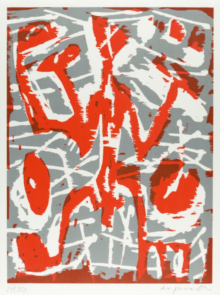 Hunter (red-gray). by A.R. Penck