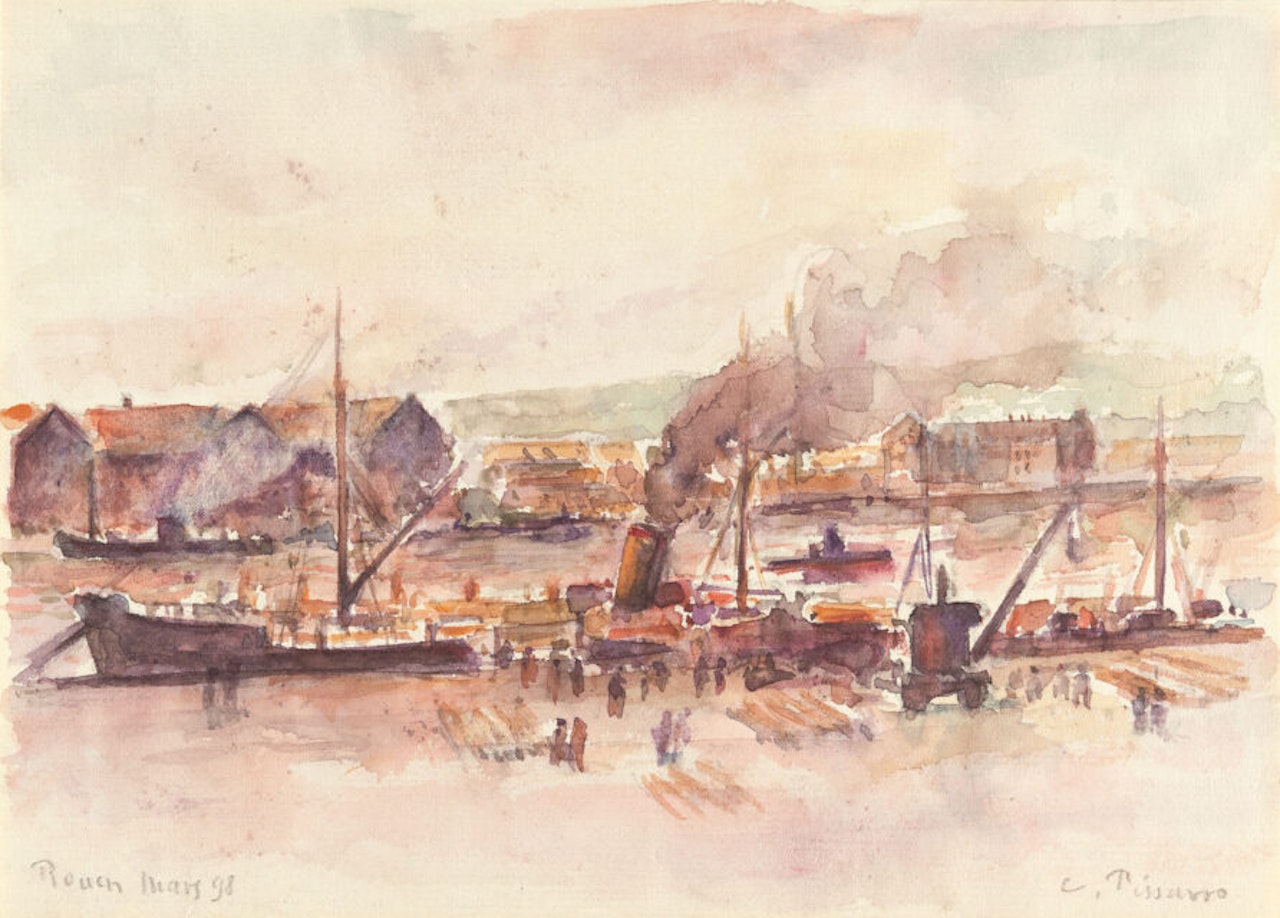 Rouen, Quai de la Bourse by Camille Pissarro