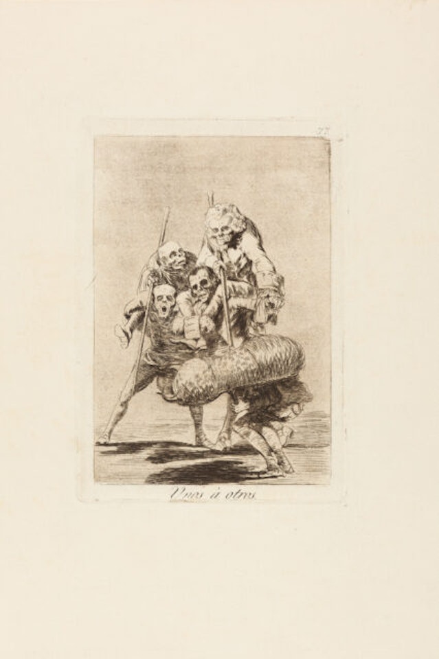 Unos á otros. by Francisco José de Goya