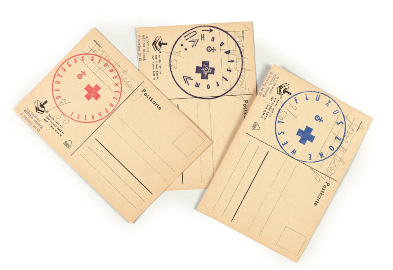 3 GDR cards. by Joseph Beuys