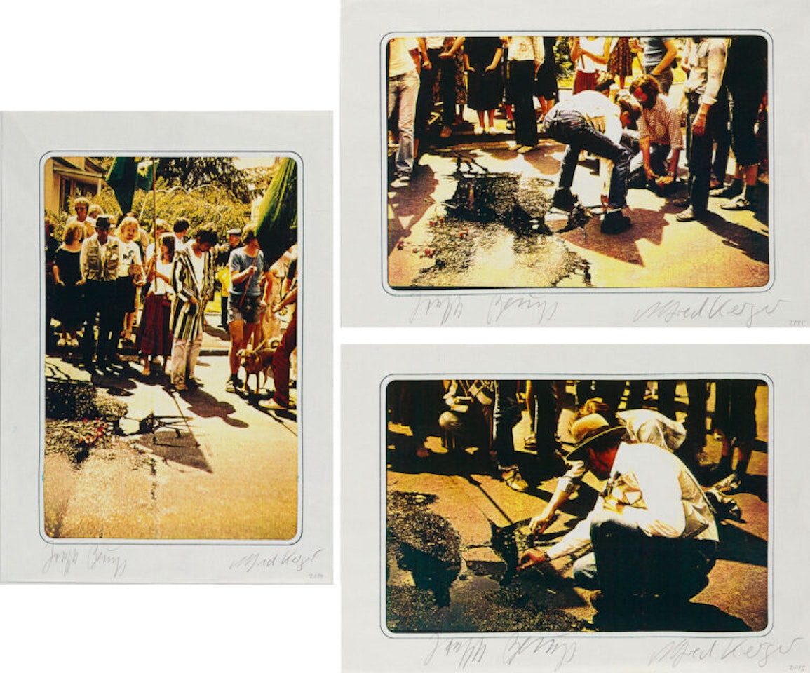 3 sheets x blood action. by Joseph Beuys
