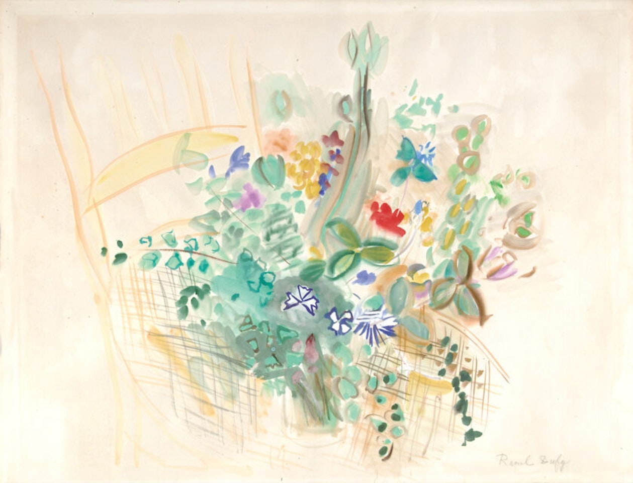 Bouquet of flowers in a vase, à la chaise by Raoul Dufy