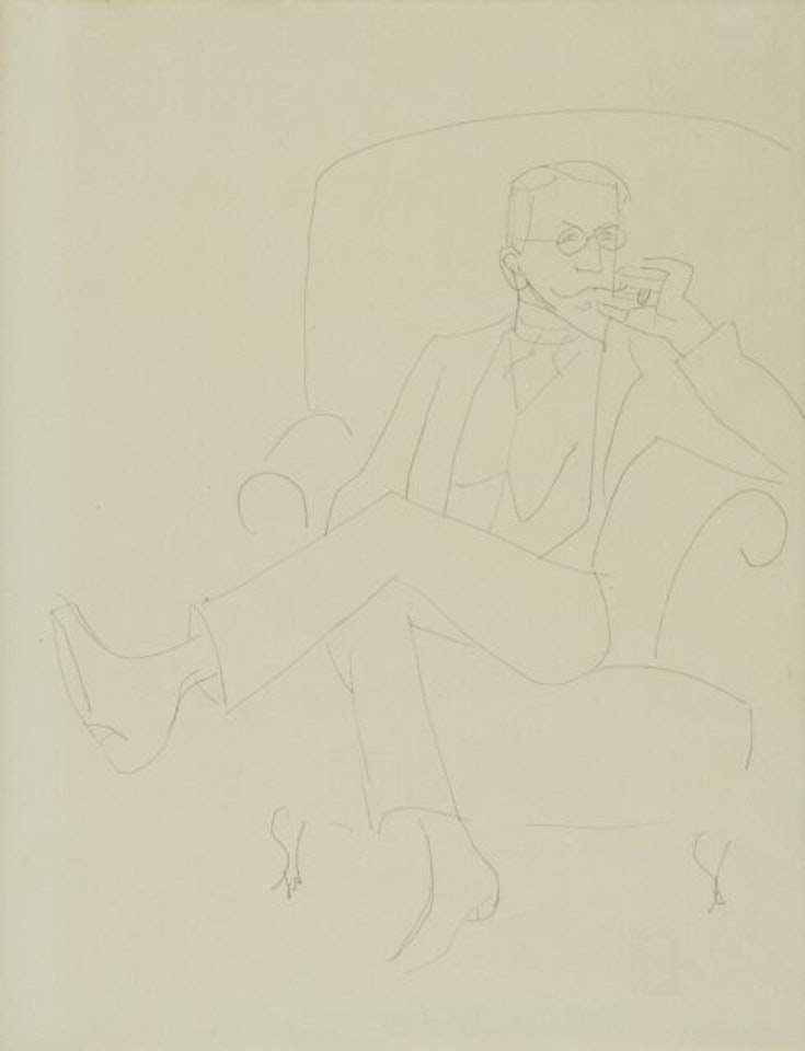 Seated man with a cigar (Georg Schroeter). by Gabriele Münter