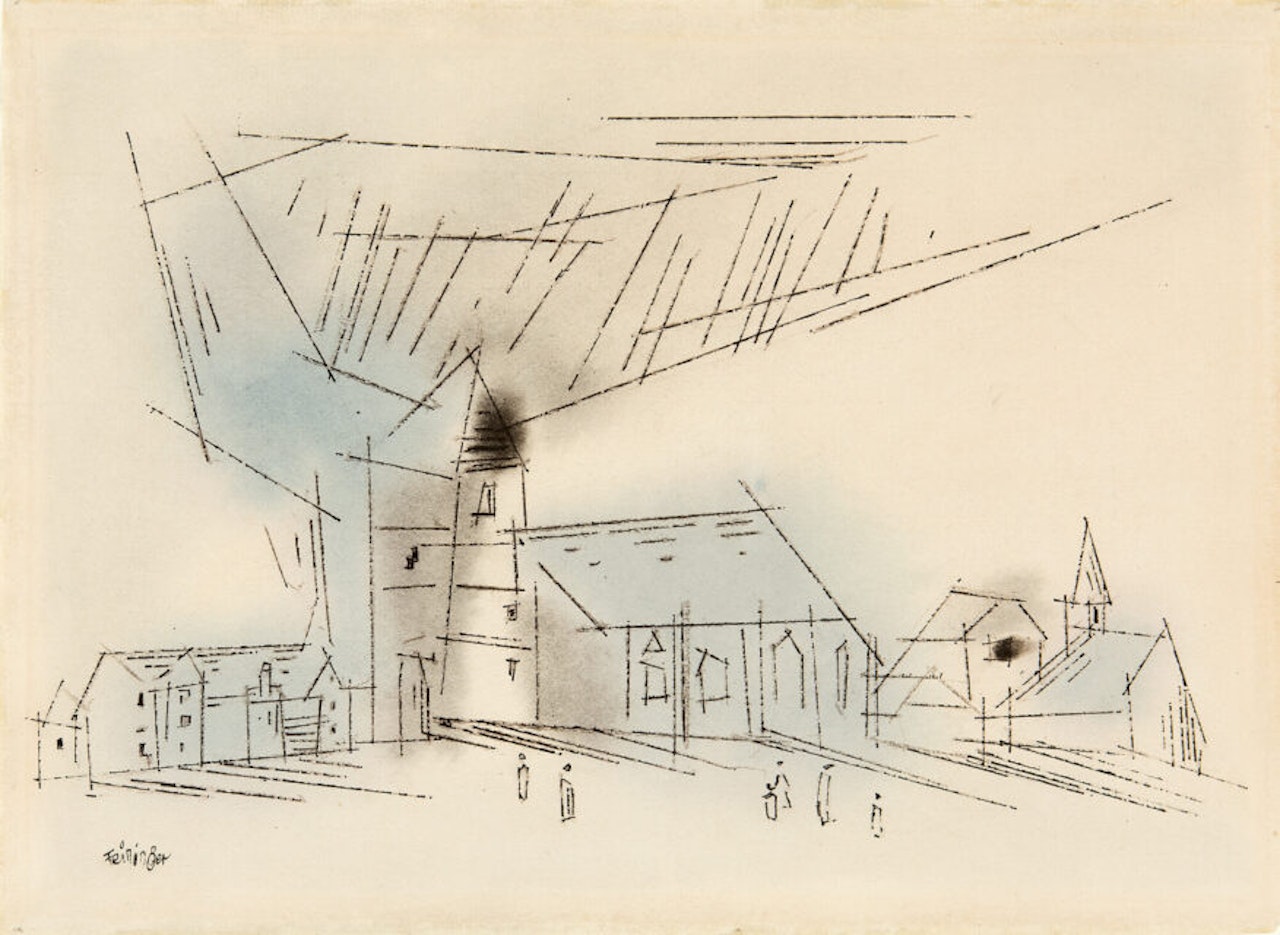 Village with church by Lyonel Feininger