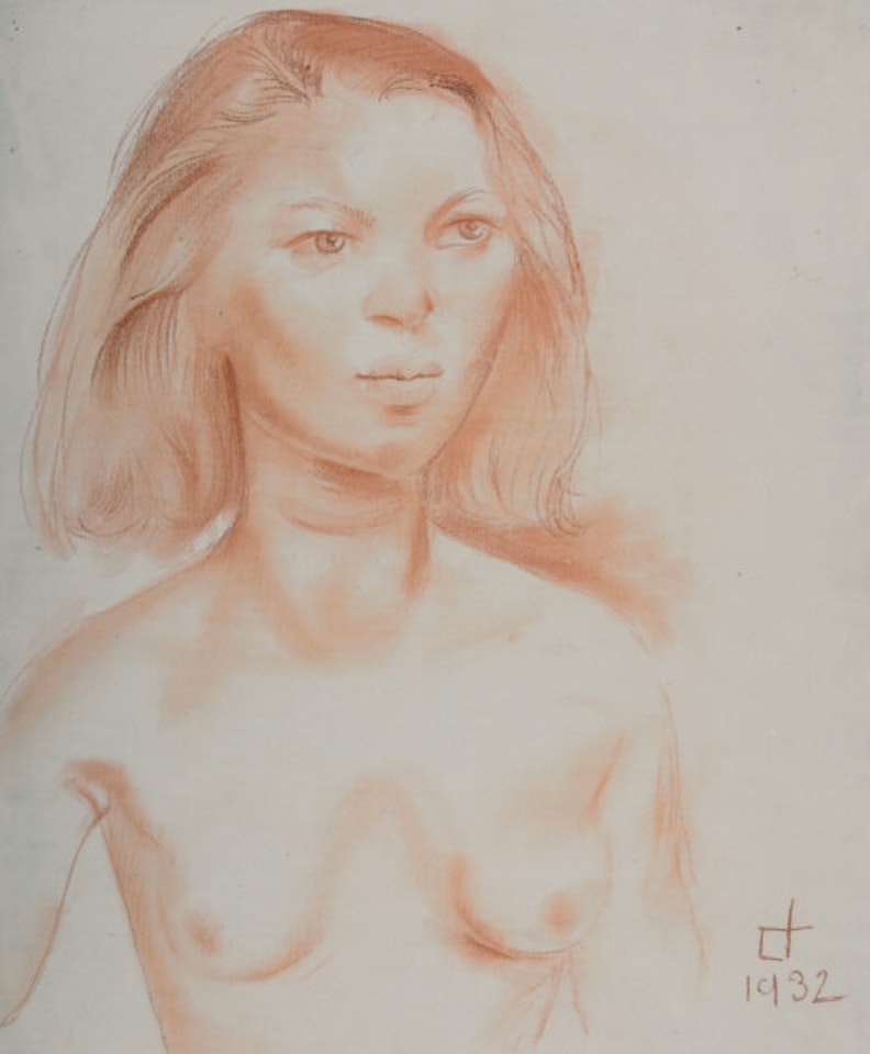 Half-nude girl, frontal. by Otto Dix