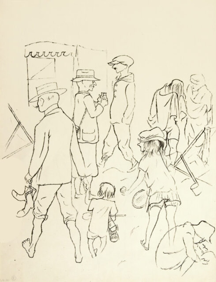 Recto: “inner voice…on vacation…” - verso: “beach guys… relaxed…” by George Grosz