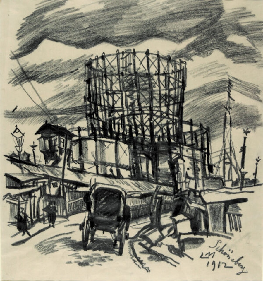 Gasometer in Berlin-Schöneberg. by Ludwig Meidner