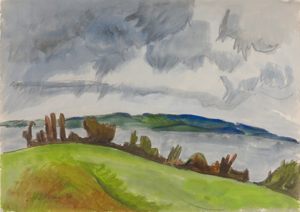 View of the Flensburg Fjord. by Erich Heckel
