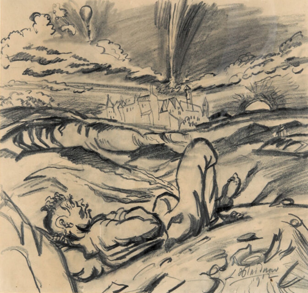 Apocalyptic scene. by Ludwig Meidner