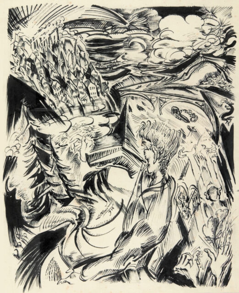 View of a river valley, apocalyptic vision by Ludwig Meidner