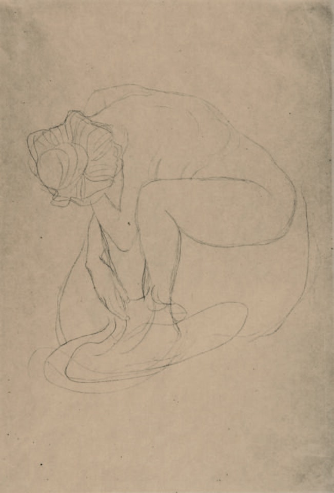 Crouching nude to the left by Gustav Klimt
