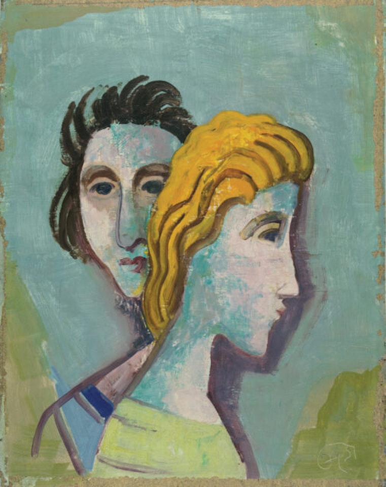 Two girls" heads. by Karl Hofer