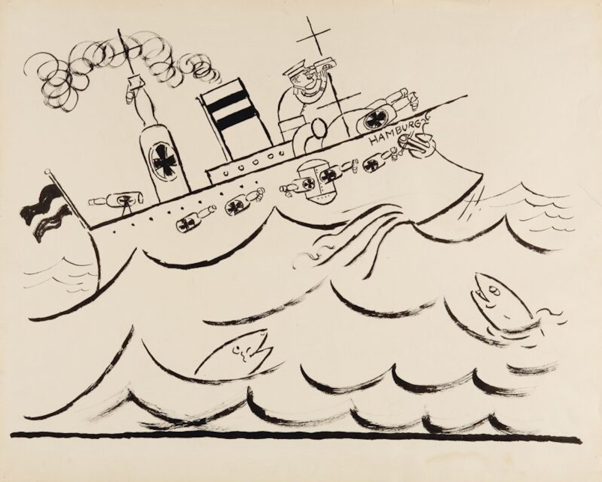 “The flag proudly flies black, white and red!” (Digging cruiser). by George Grosz