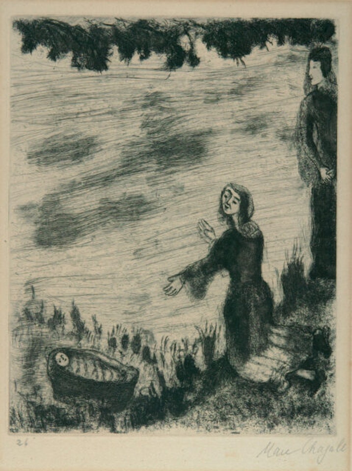 The abandonment of the boy Moses. by Marc Chagall
