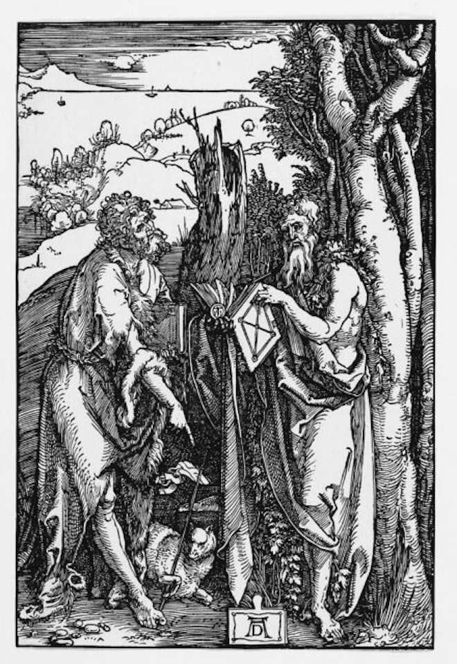 John the Baptist and Onuphrius with the garland of hops by Albrecht Dürer