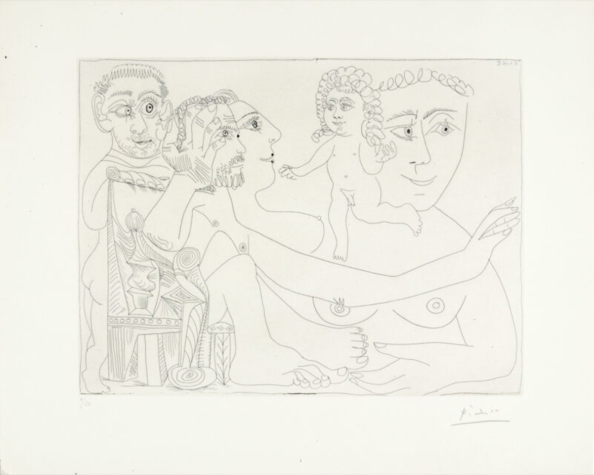 Groupe with man in an armchair with boules by Pablo Picasso