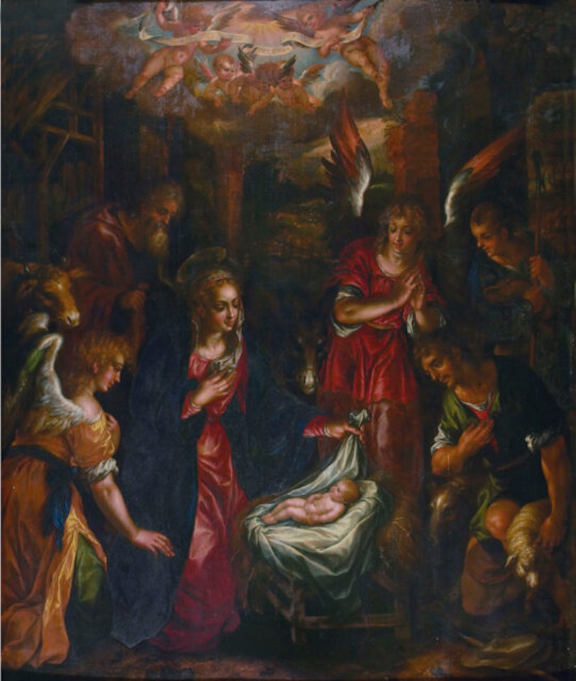 The Adoration of the Shepherds. by Hendrick de Clerck