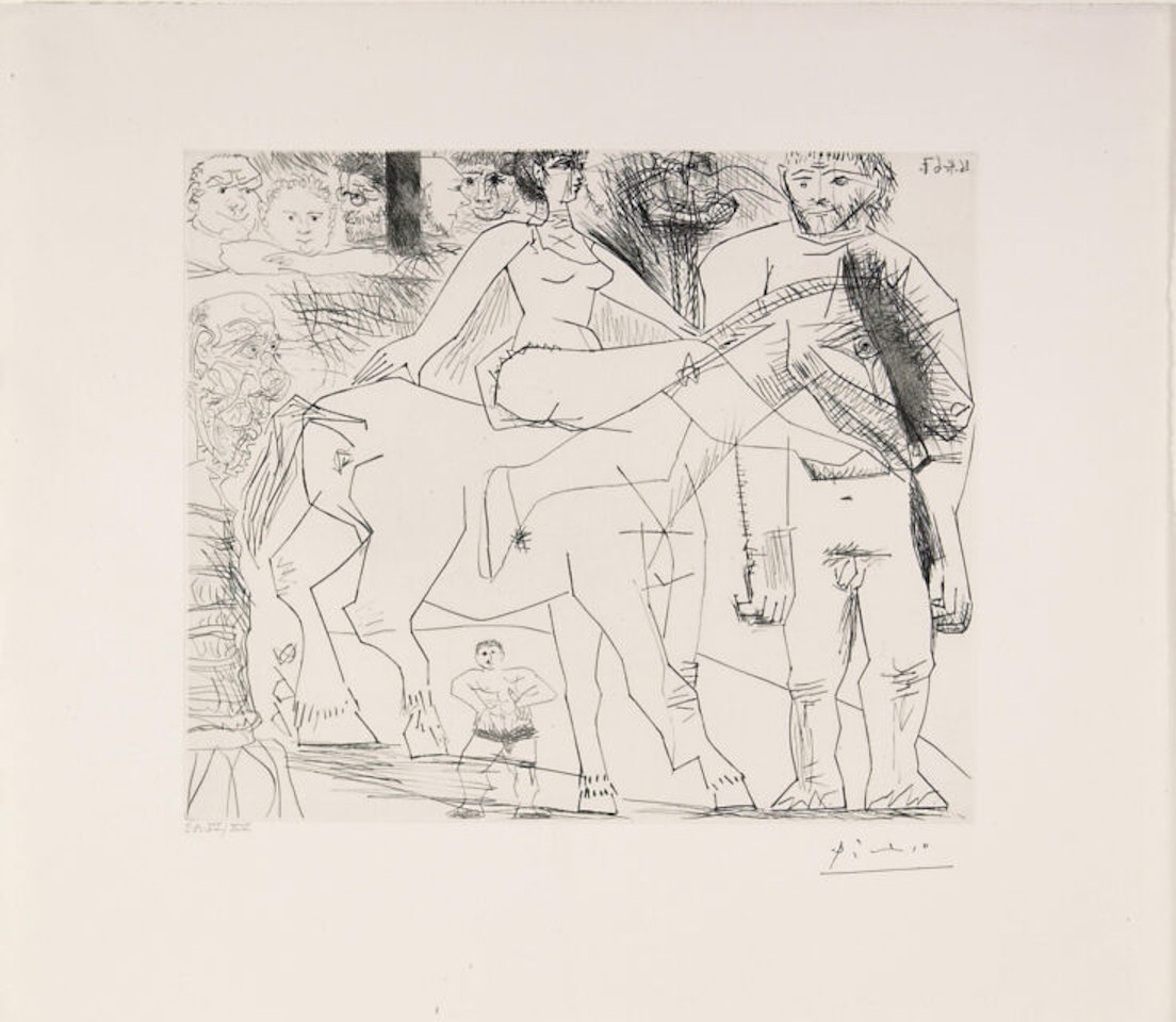 Au cirque. Écuyère with the spectator and a hibou by Pablo Picasso