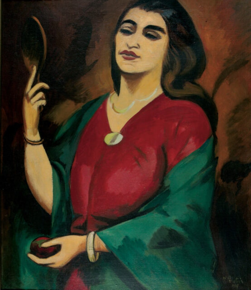Charlotte Pechstein with a mirror. by Max Pechstein
