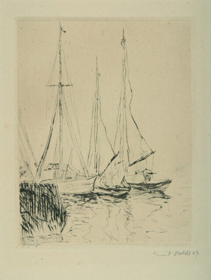 Ships in the harbor, Sønderborg by Emil Nolde