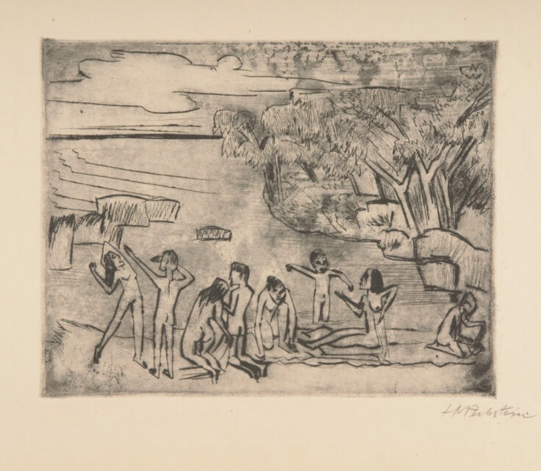 On the shore by Max Pechstein