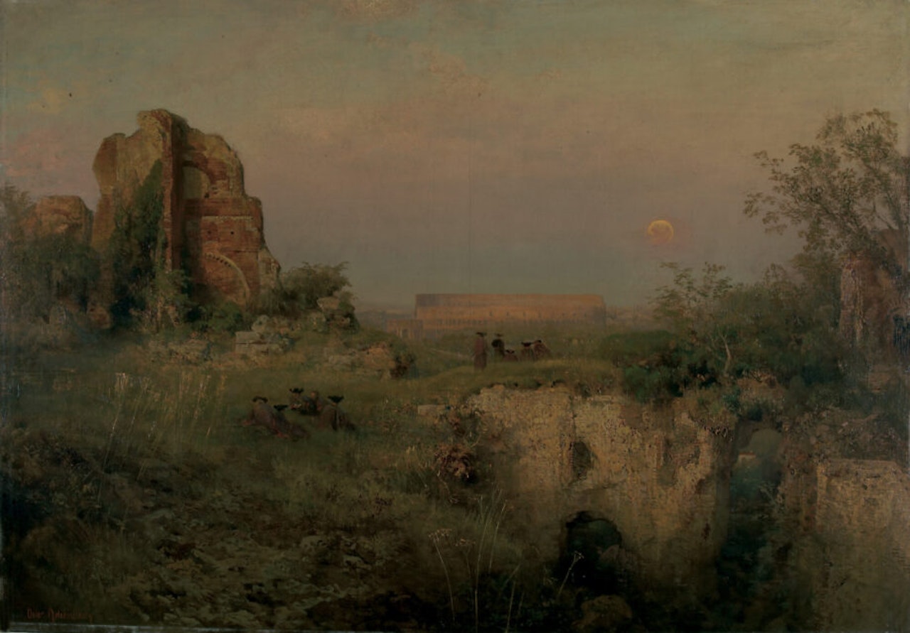 View of the Colosseum in the sunset by Oswald Achenbach
