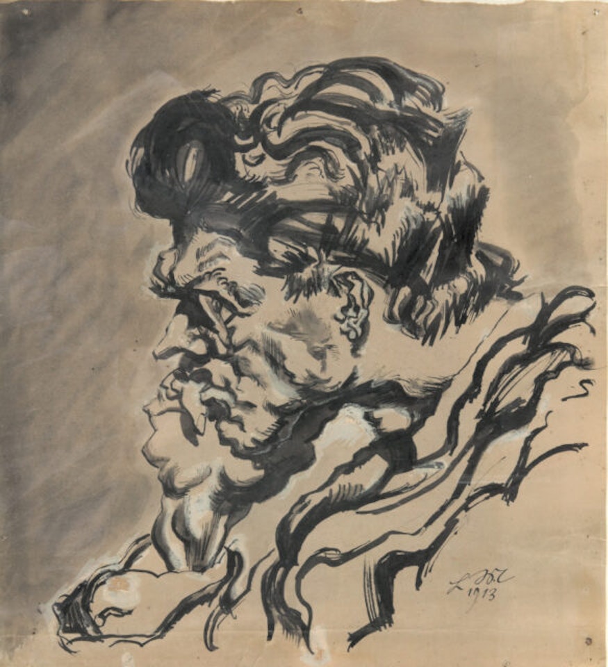 Portrait of Raoul Hausmann. by Ludwig Meidner