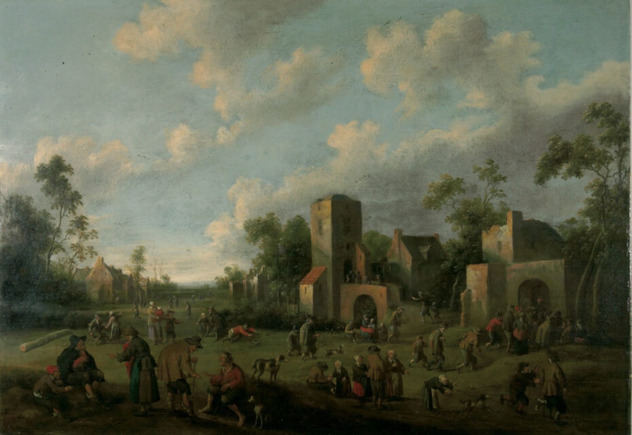 Dutch village landscape. by Joost Cornelisz Droochsloot