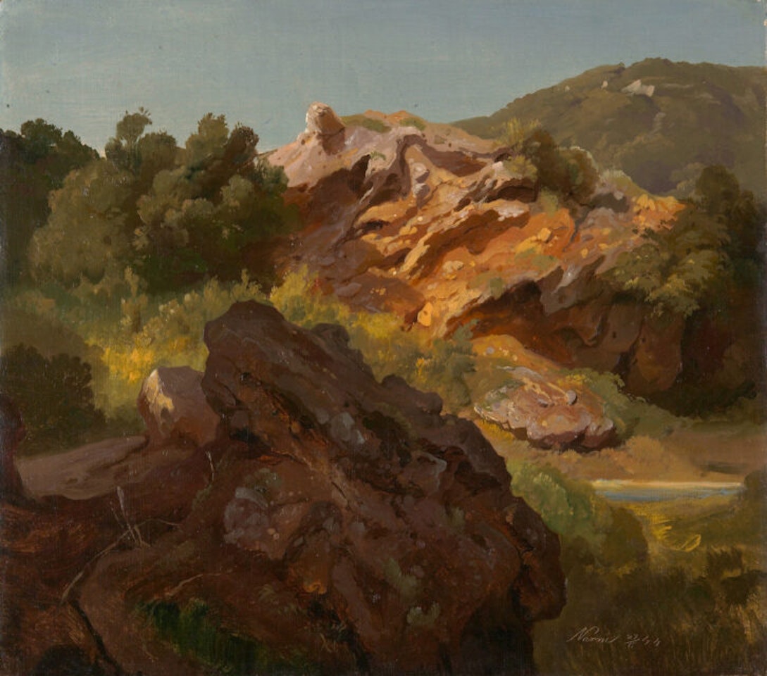 Rock study in the mountains near Narni in Umbria by Carl Hummel